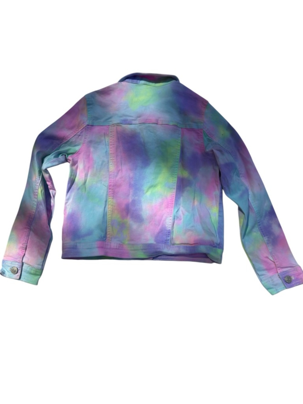 Fabkids Pastel Tie Dye Denim Jacket Girls L 10/12 Stretch Kidcore Aesthetic - Picture 4 of 13